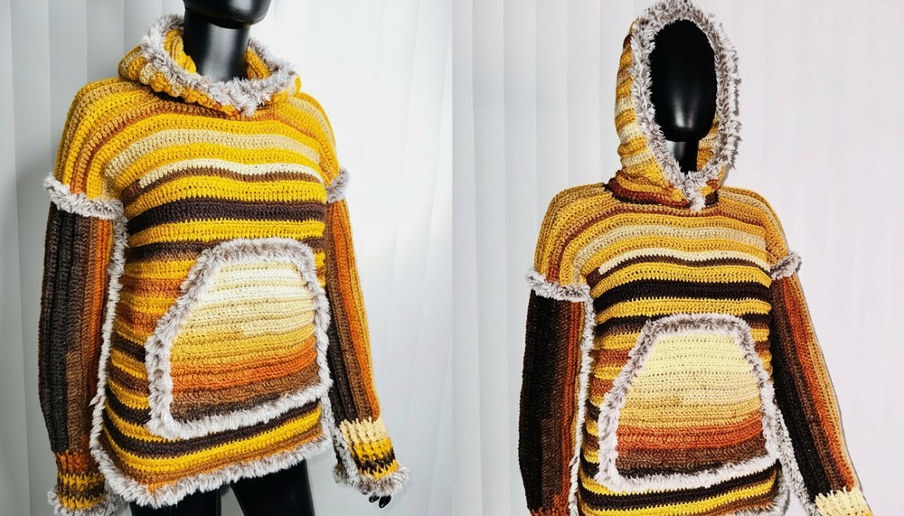 Crochet Hoodie Sweater Pattern 2
