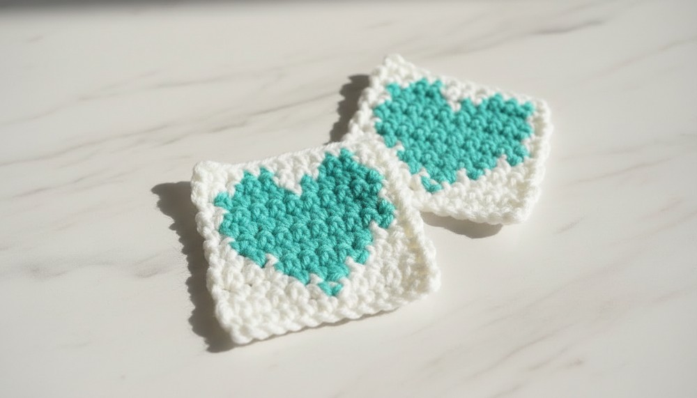 Crochet Pixel Grid Heart Tutorial 1