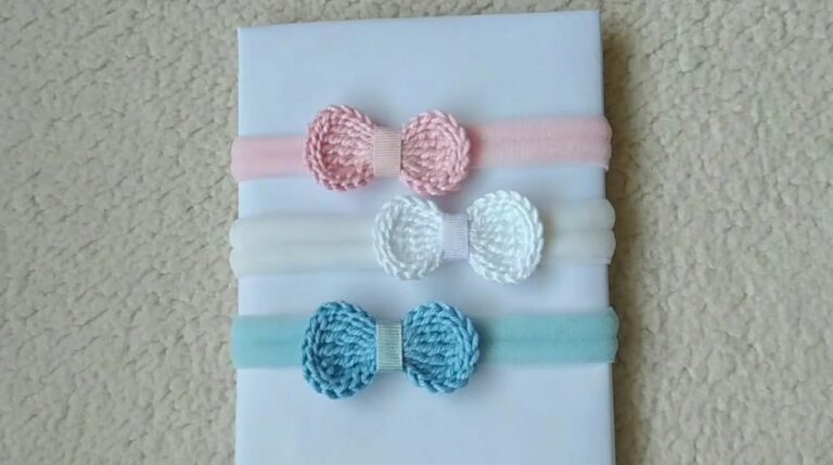 Crochet Bow For Newborn Applique 2