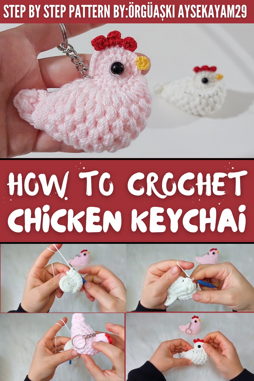 Crochet Chicken Keychain Pattern