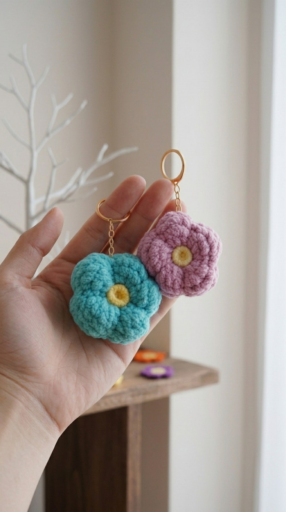 Crochet Very Easy Daisy Keychain Pattern 3