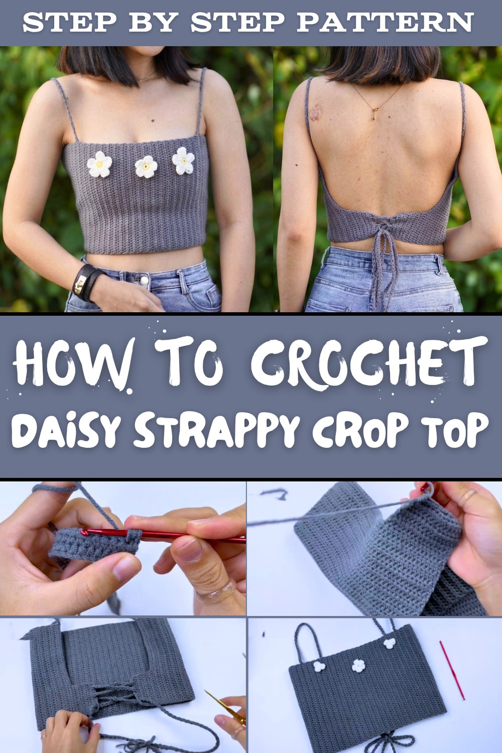 Easy Crochet Daisy Strappy Crop Top Tutorial
