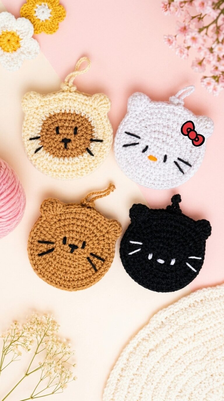 Crochet Cute Kitten Pouches Tutorial 11