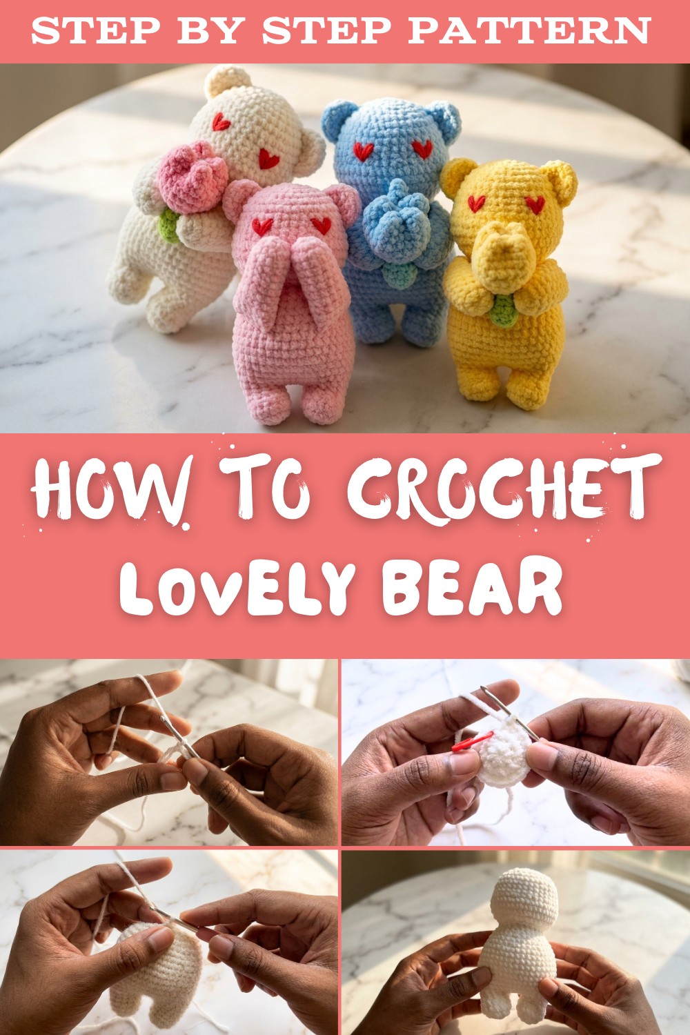 Colorful Love Bear Crochet Tutorial 11