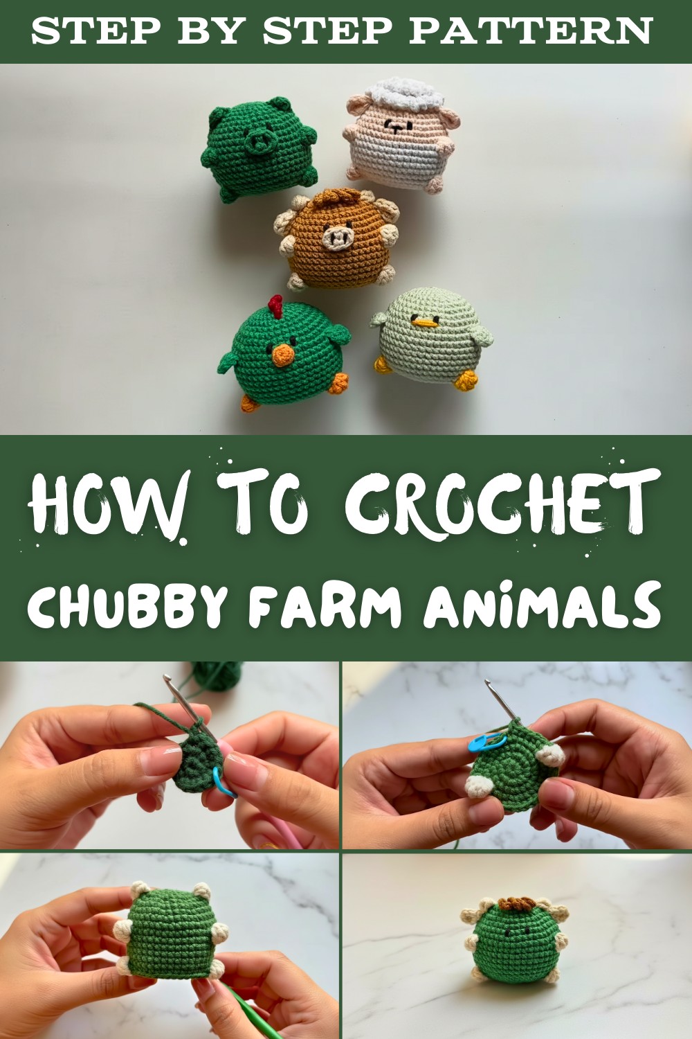 Crochet Chubby Farm Animals Pattern