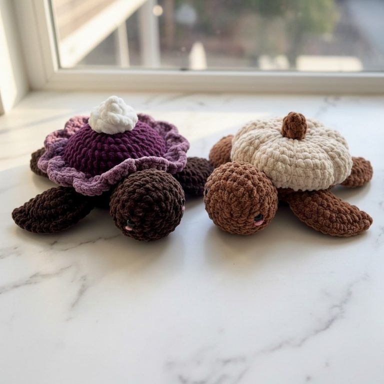 Crochet Cozy Autumn Turtles 🍂 Pumpkin Turtle + Pumpkin Pie Turtle 12