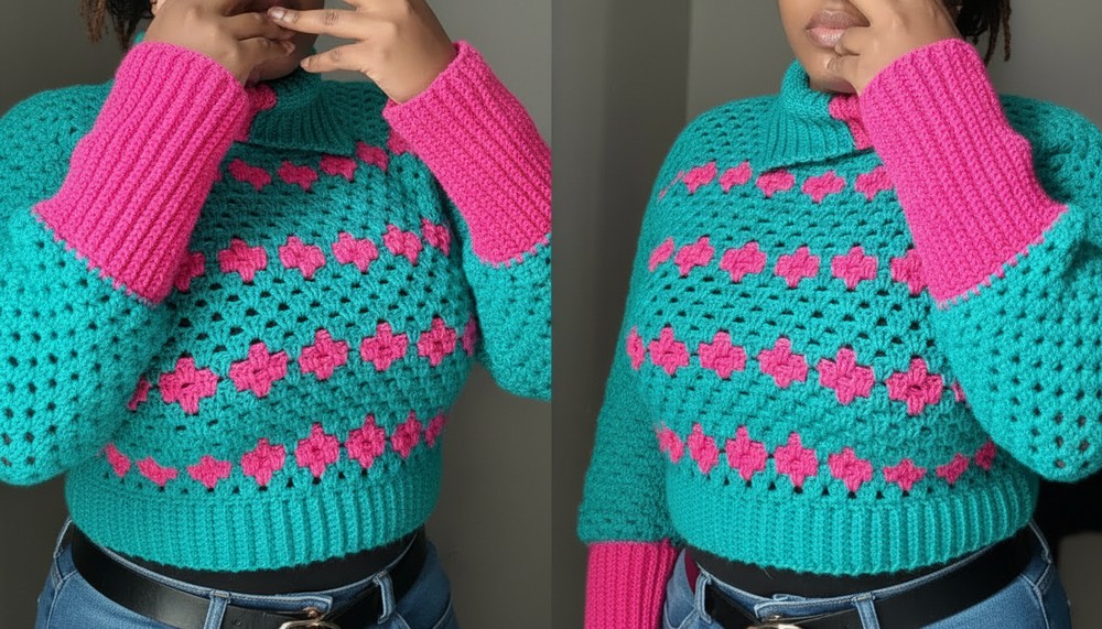 Crochet Cropped Granny Stitch Sweater Tutorial 2