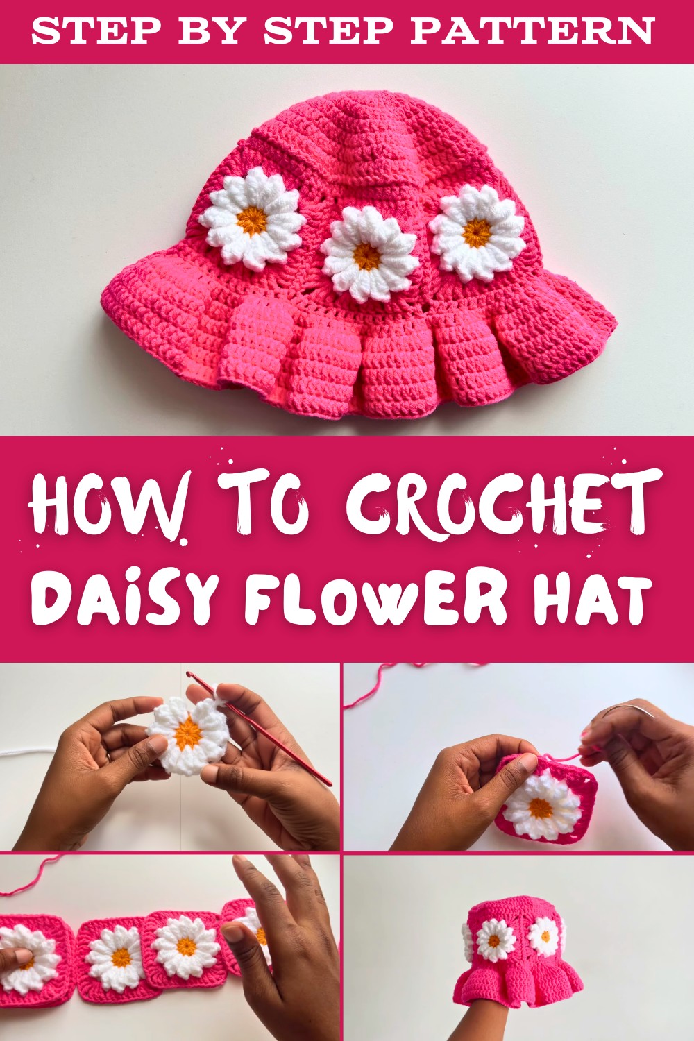 Crochet Daisy Flower Hat Pattern