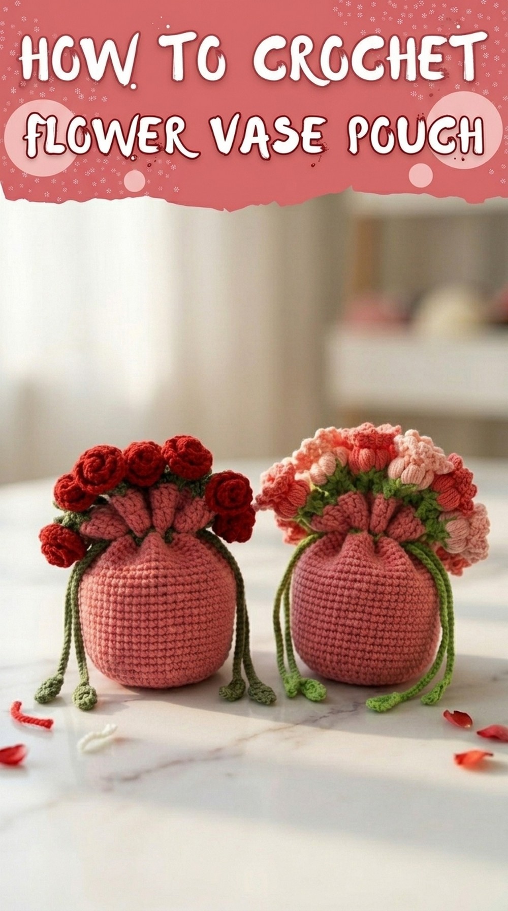 Crochet Flower Vase Pouch Tutorial 12