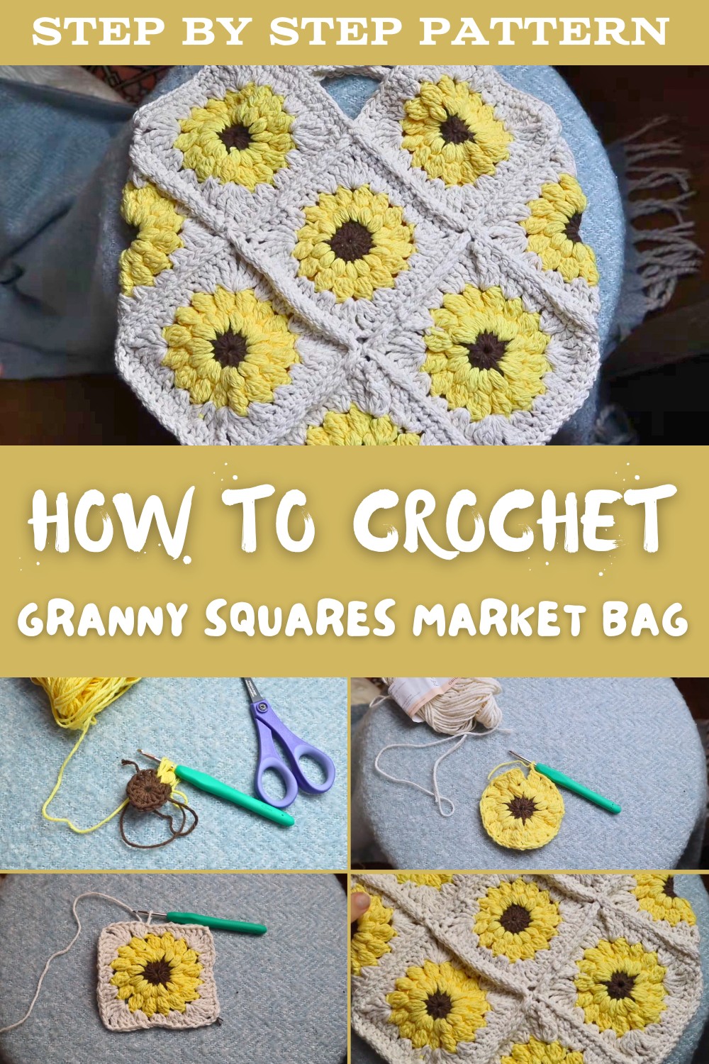 Crochet Granny Squares Market Bag Pattern