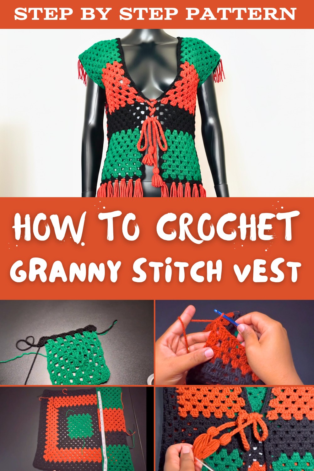 Crochet Granny Stitch Vest Tutorial