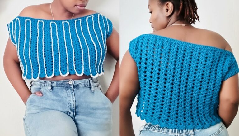 Crochet Off-shoulder Crop Top 2