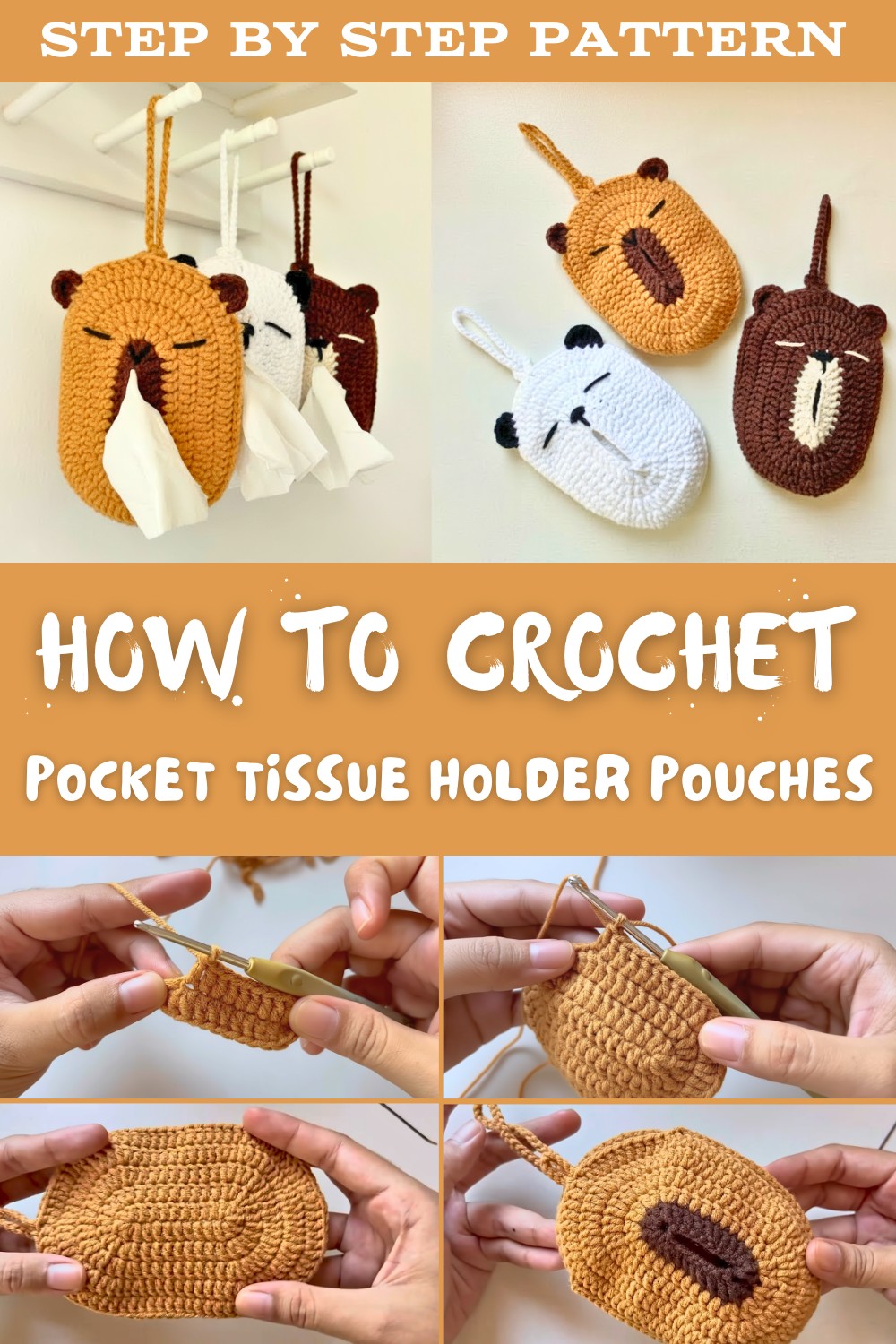 Crochet Pocket Tissue Holder Pouches Pattern