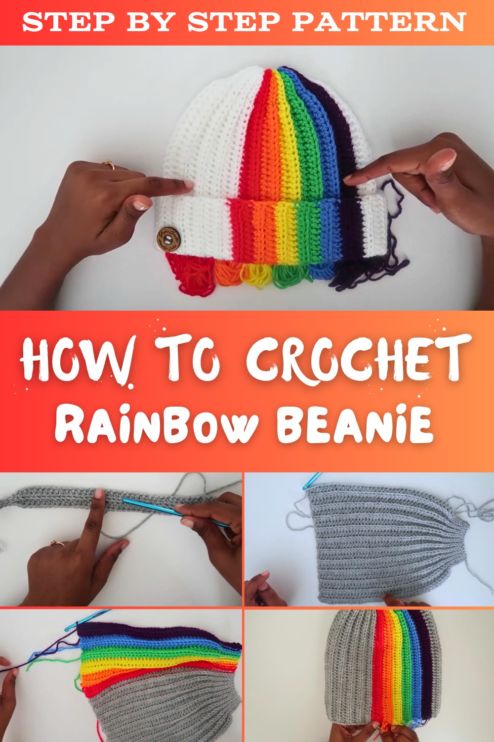 Crochet Rainbow Beanie Tutorial