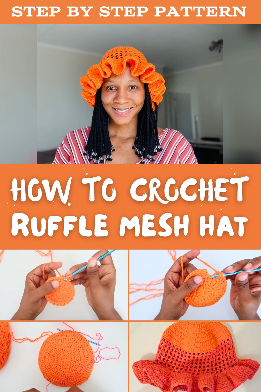 Crochet Ruffle Mesh Hat Pattern