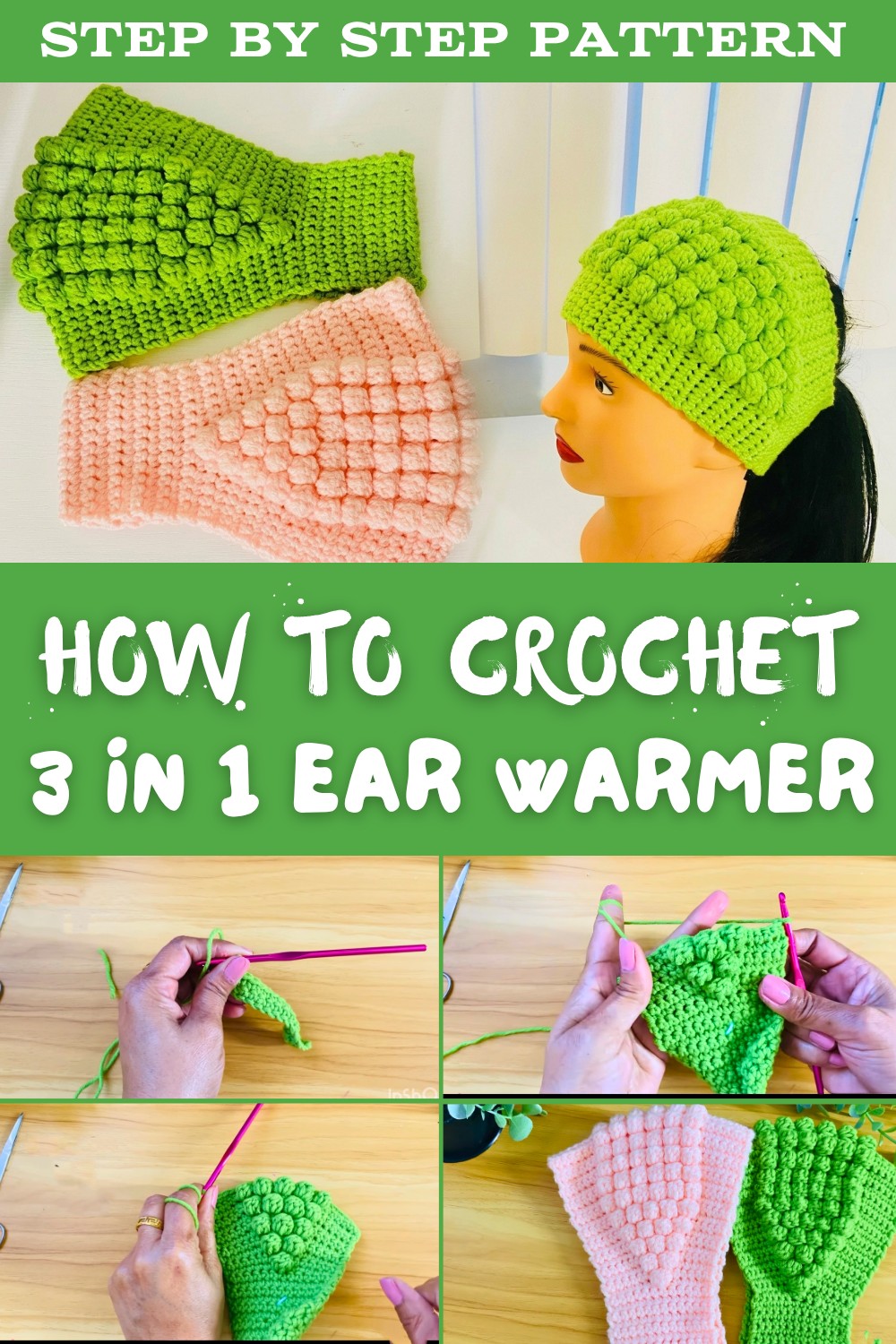 Crochet 3 In 1 Ear Warmer Pattern