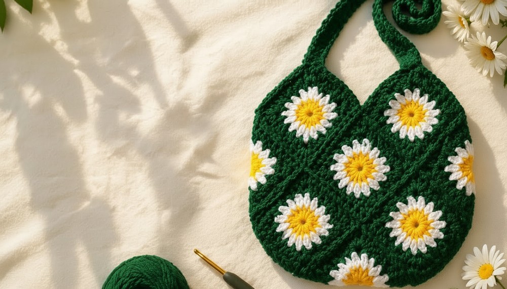 Crochet Daisy Flower Tote Bag Pattern 2
