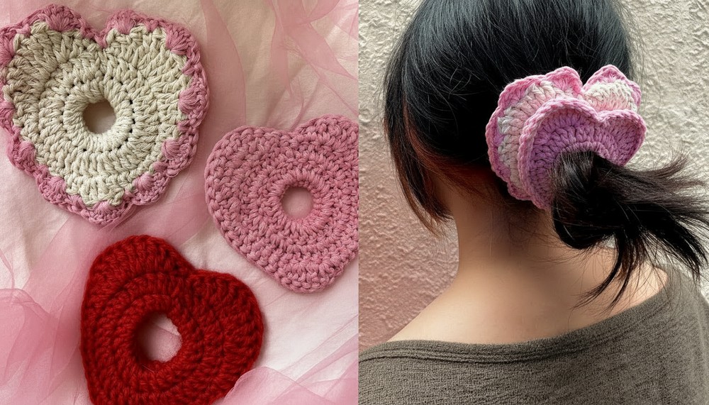 Crochet Heart Scrunchie Tutorial 2