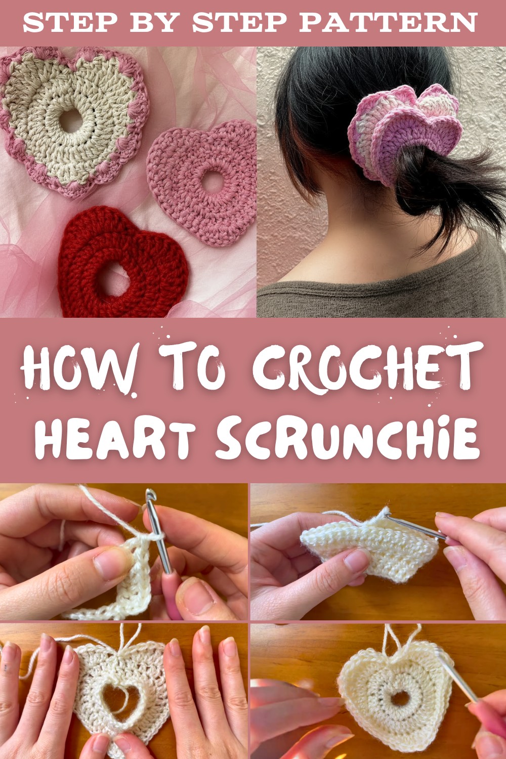 Crochet Heart Scrunchie Tutorial