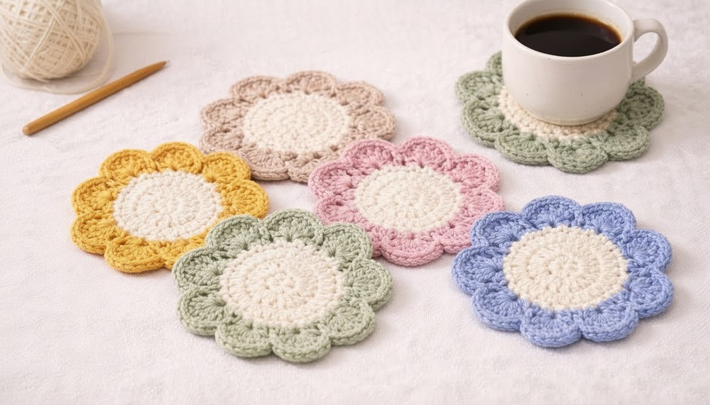 Crochete Flower Coaster Pattern 2
