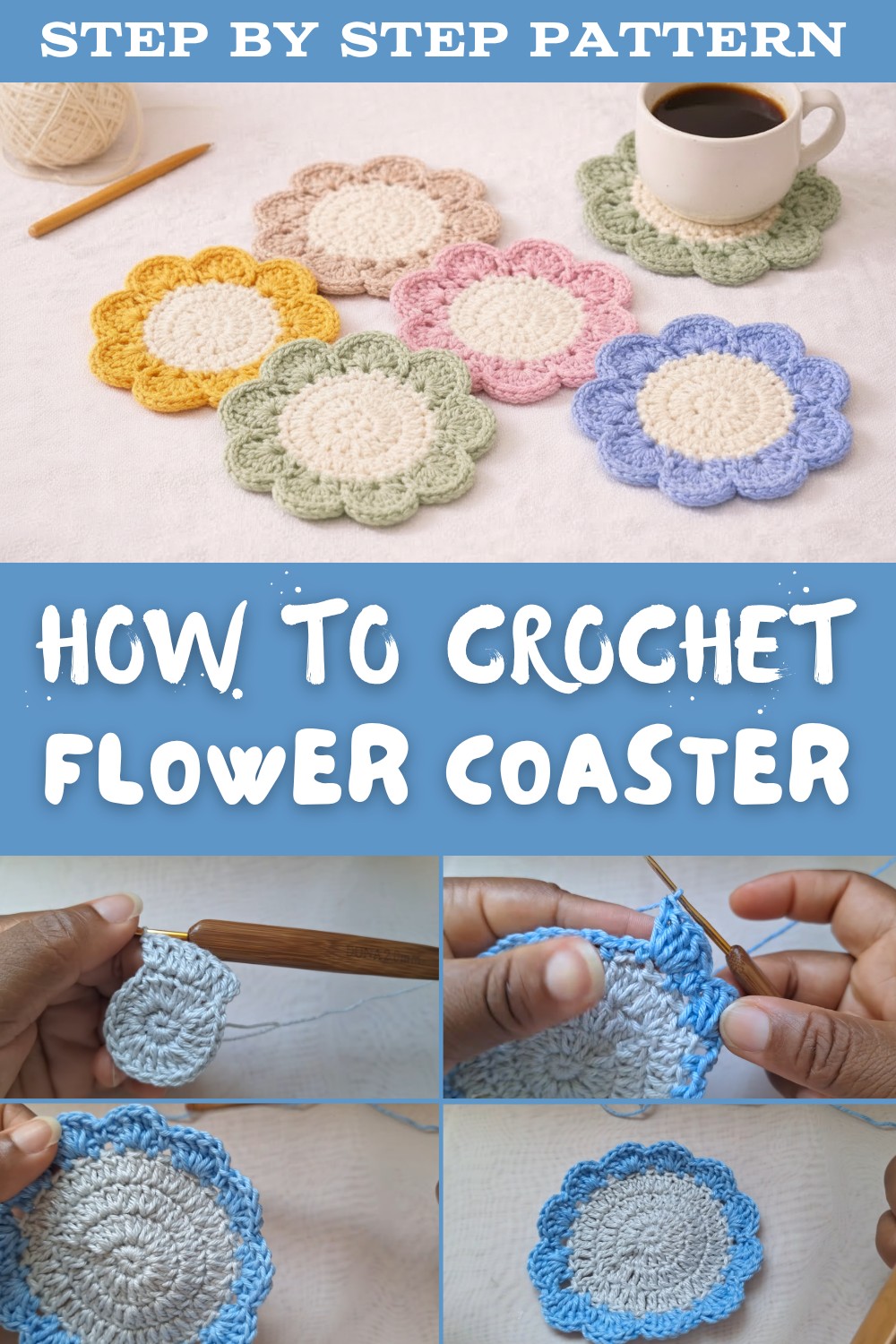 Crochete Flower Coaster Pattern