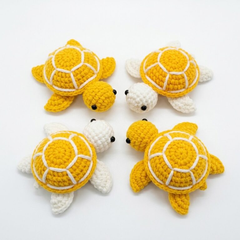 Crochet Sea Turtle Amigurumi Pattern – Textured Shell & Puff Stitch
