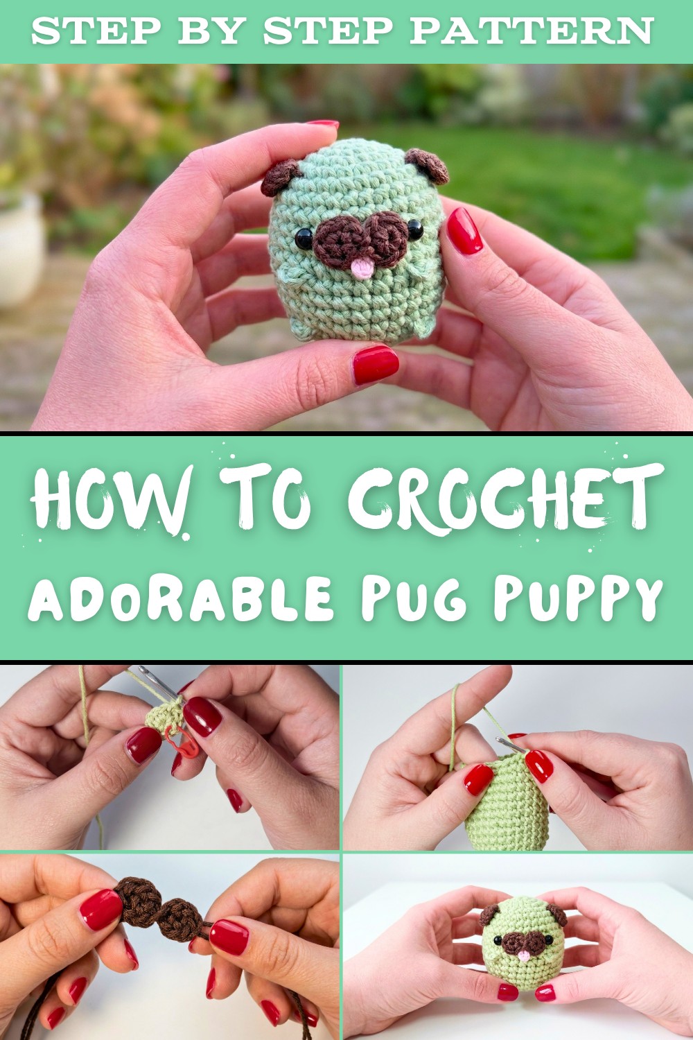 Adorable Crochet Pug Puppy 🐾 Easy Tutorial 1