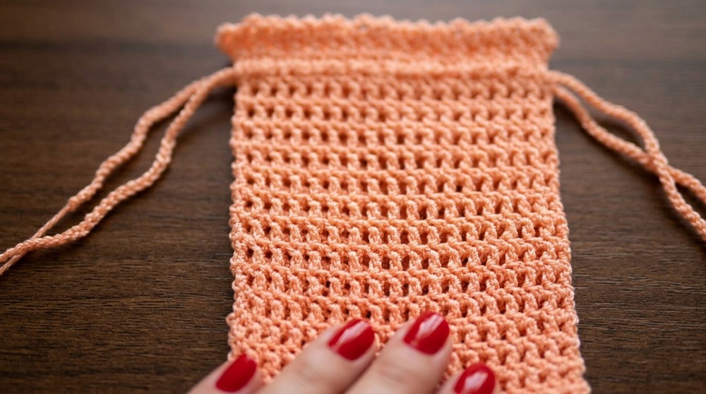 Beautiful Knit Pouch, Mini Knitting Drawstring Bag 7