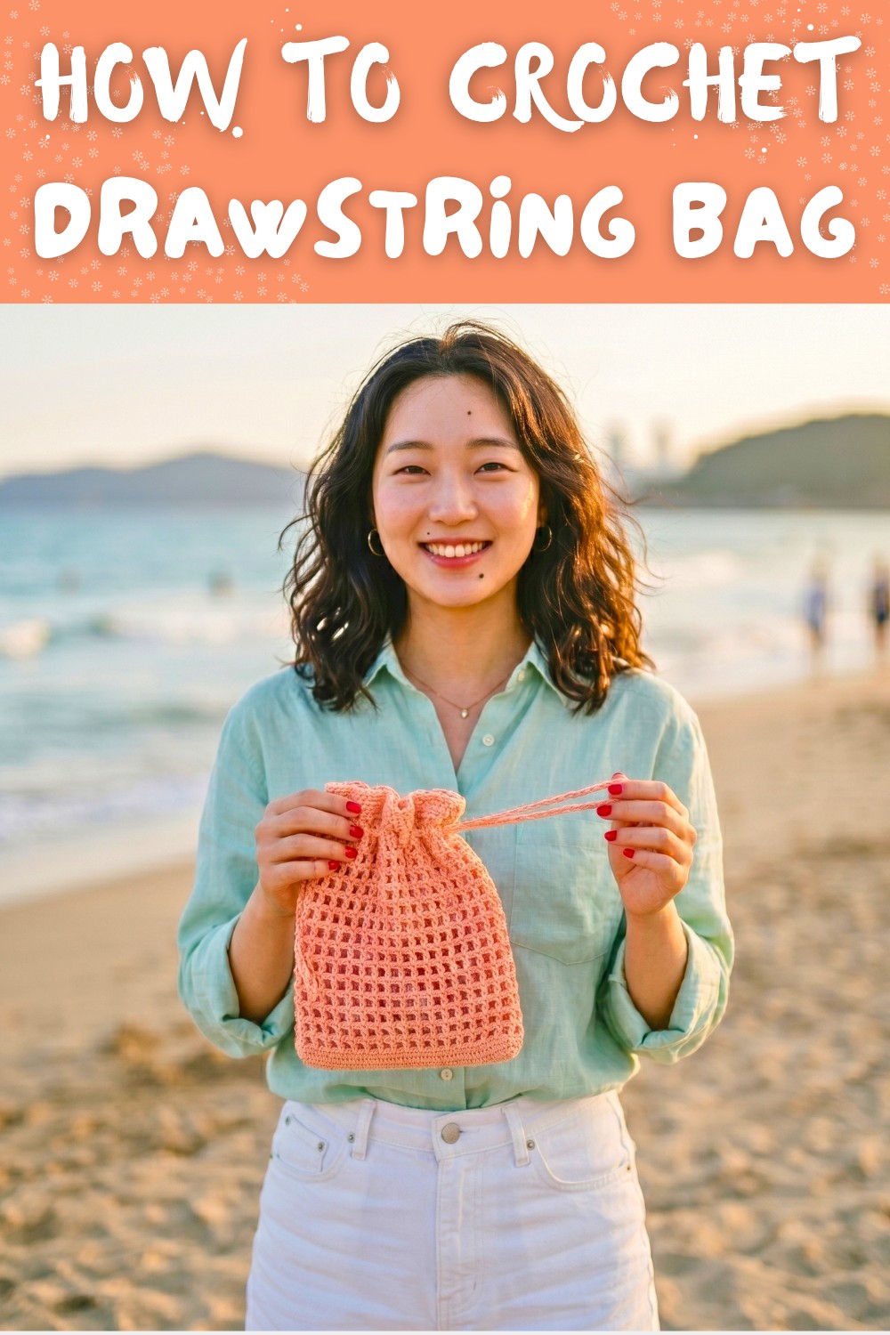 Beautiful Knit Pouch, Mini Knitting Drawstring Bag 9