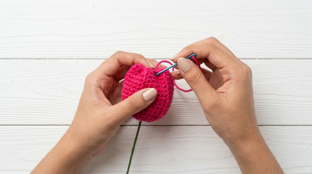 Crochet tulip and lavender flower