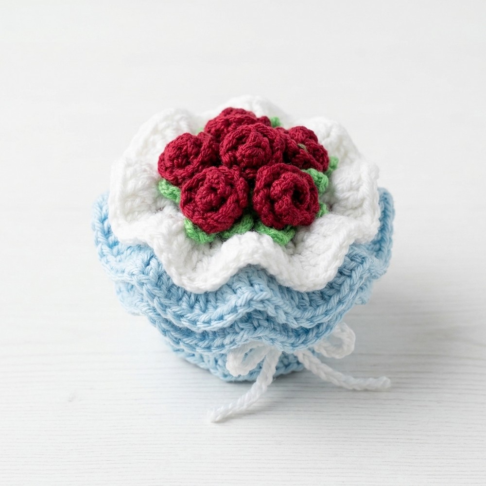 Crochet Mini Flower Bouquet Keychain