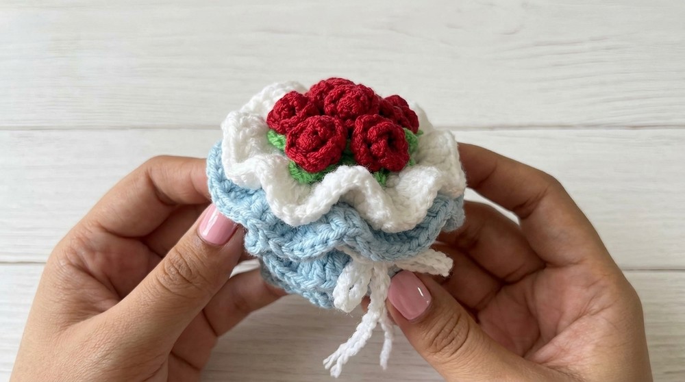 Crochet Mini Flower Bouquet Keychain