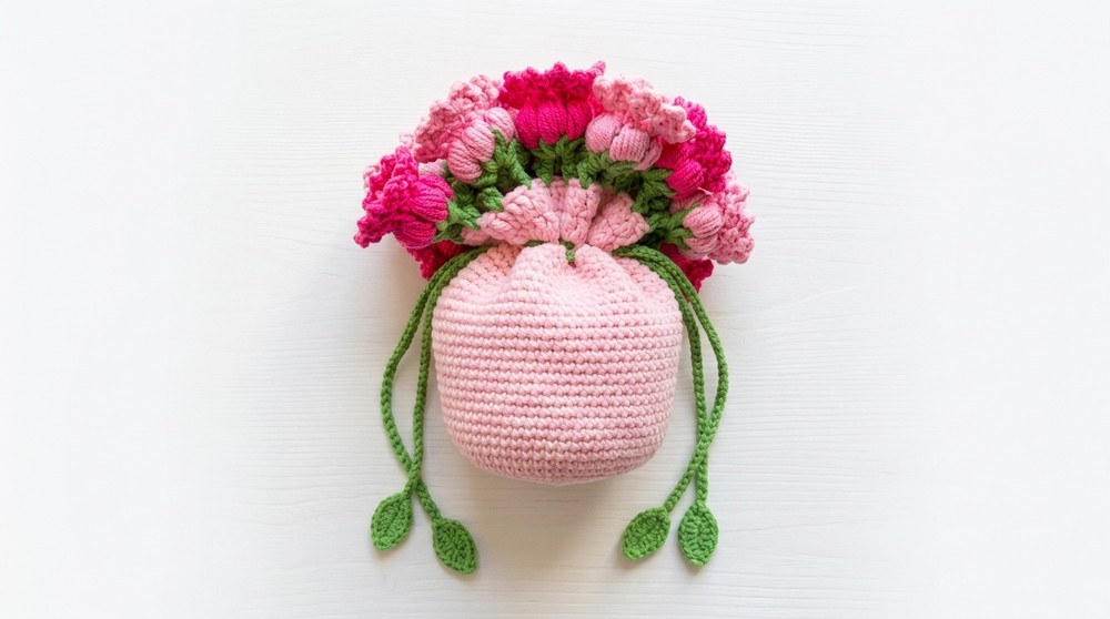 Crochet Flower Vase Pouch Tutorial
