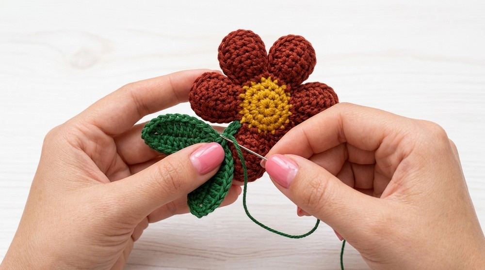 Crochet Daisy Flower Keychain