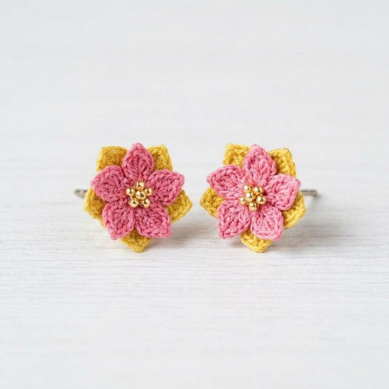 Crochet Poinsettia Flower Earrings