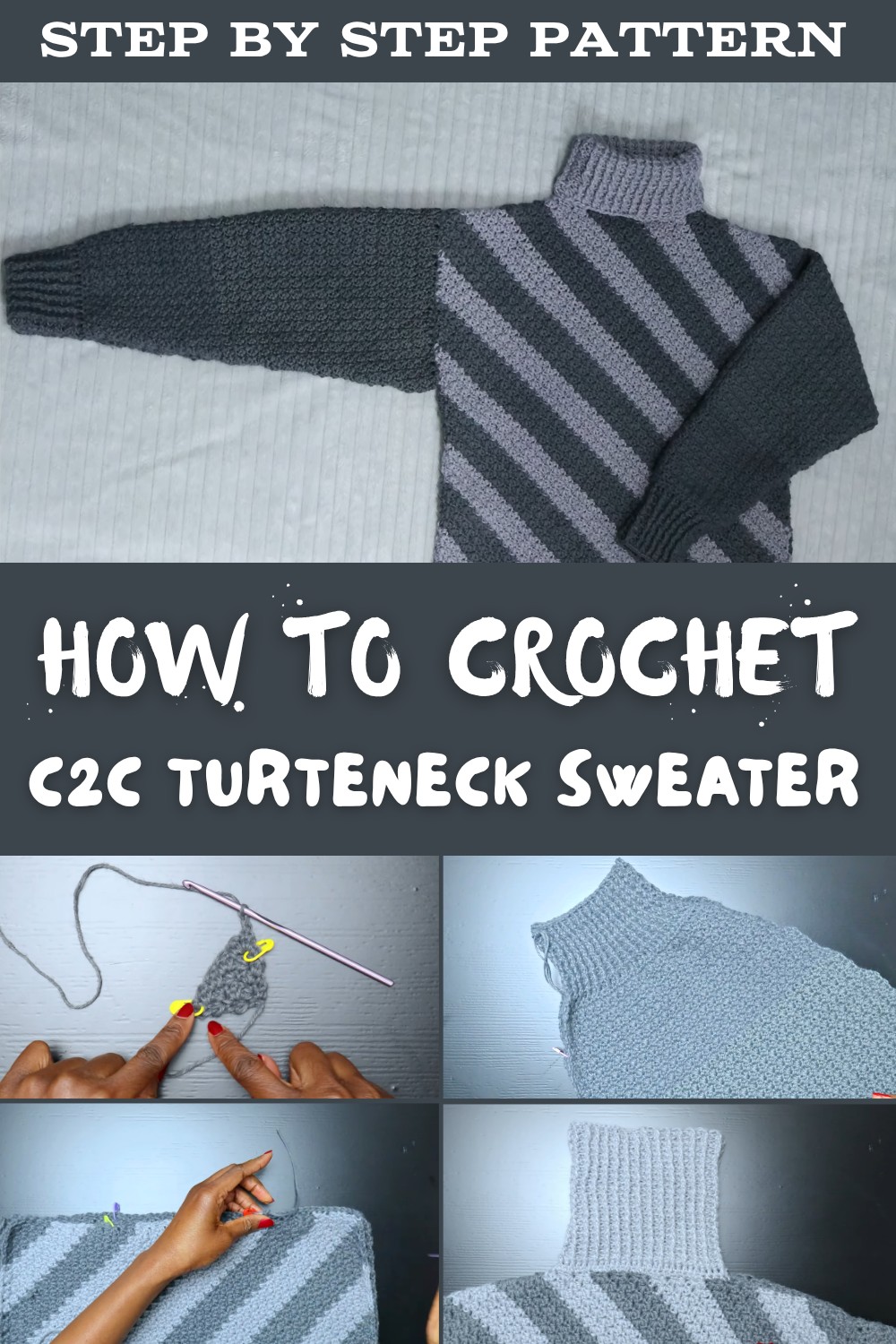 Crochet C2c Turteneck Sweater Pattern