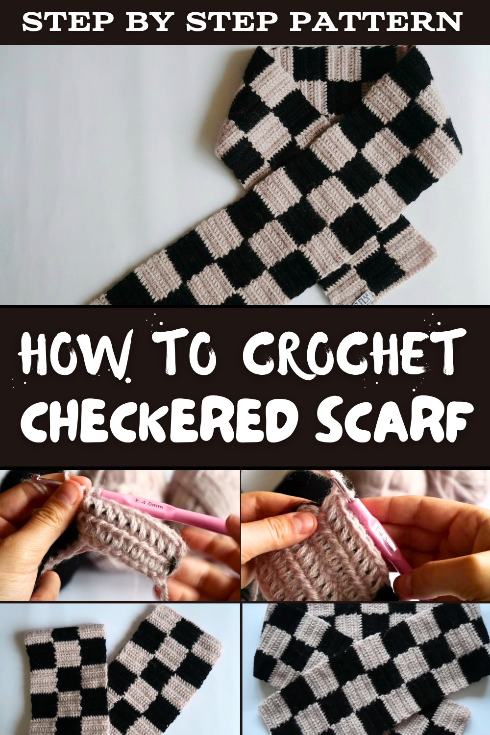Crochet Checkered Scarf Pattern