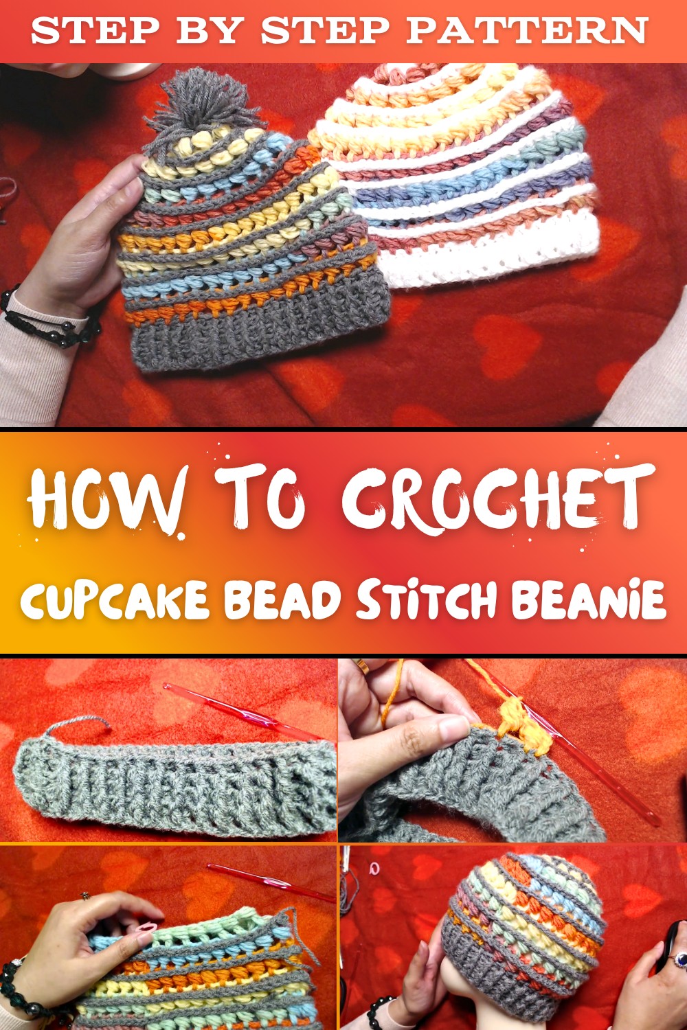 Crochet Cupcake Bead Stitch Beanie Pattern