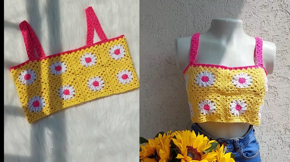 Crochet Daisy Crop Top Tutorial 2