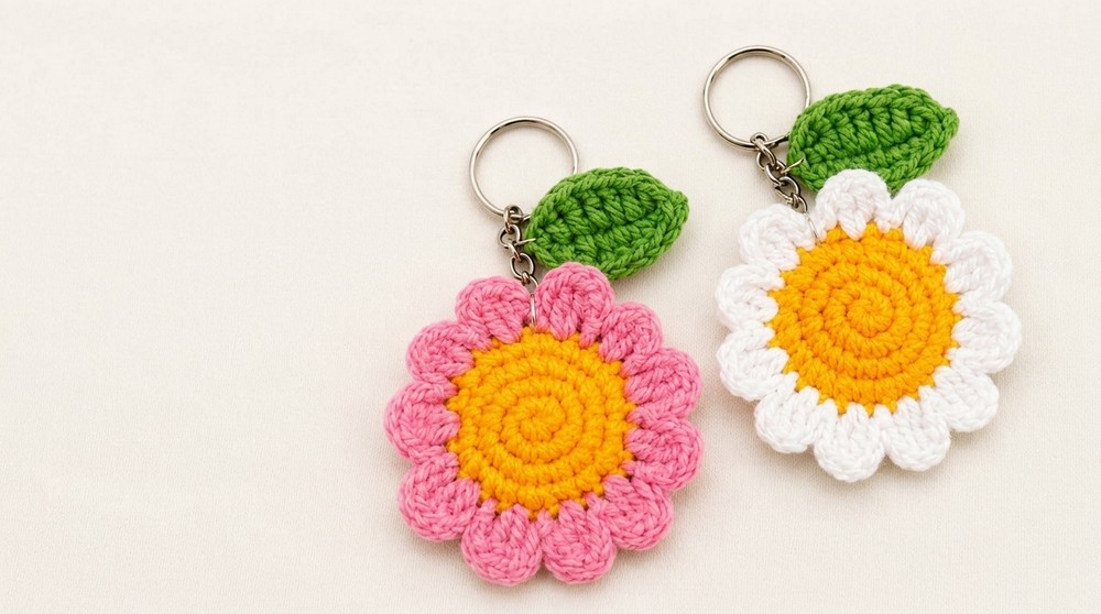 Crochet Daisy Keychain Pattern 2