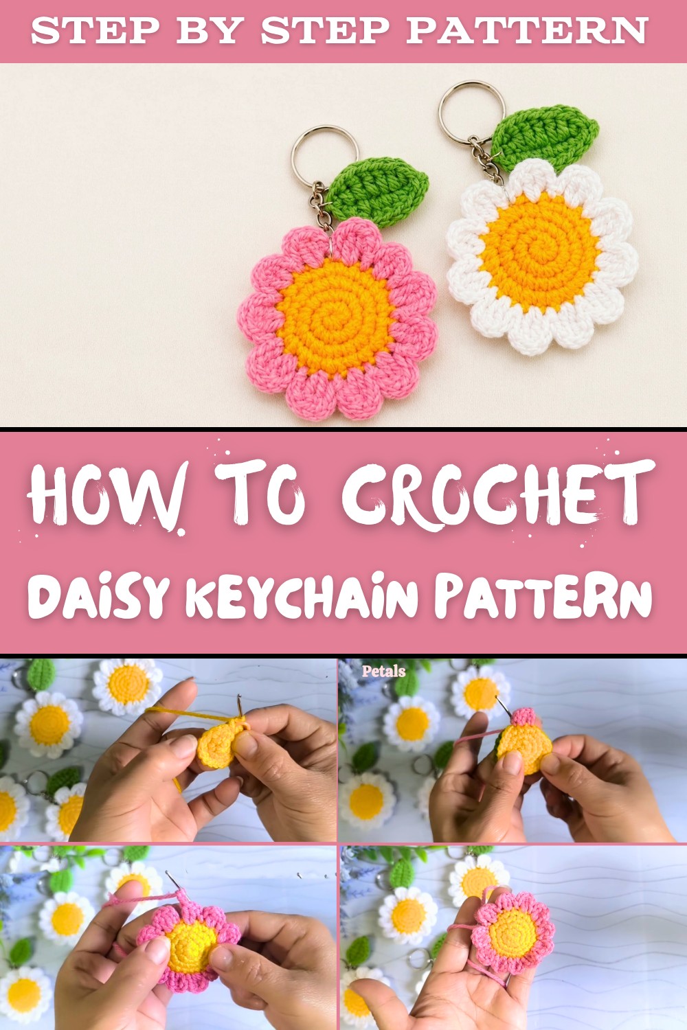 Crochet Daisy Keychain Pattern