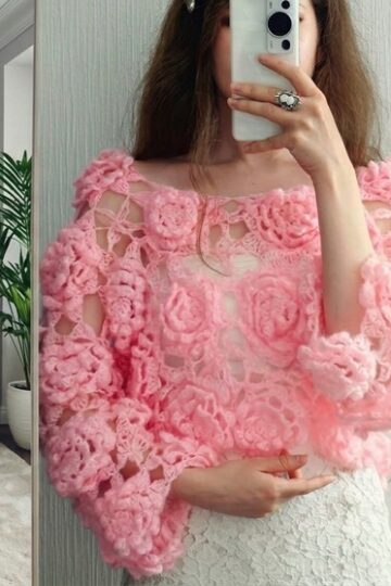 Crochet Flower Airy Sweater Tutorial 2