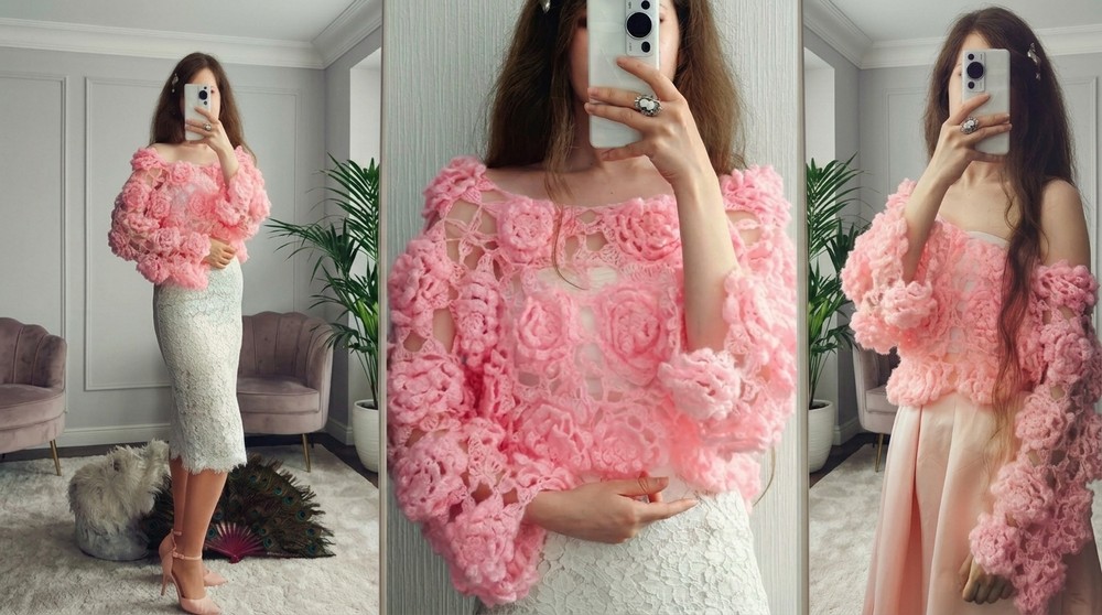 Crochet Flower Airy Sweater Tutorial 2