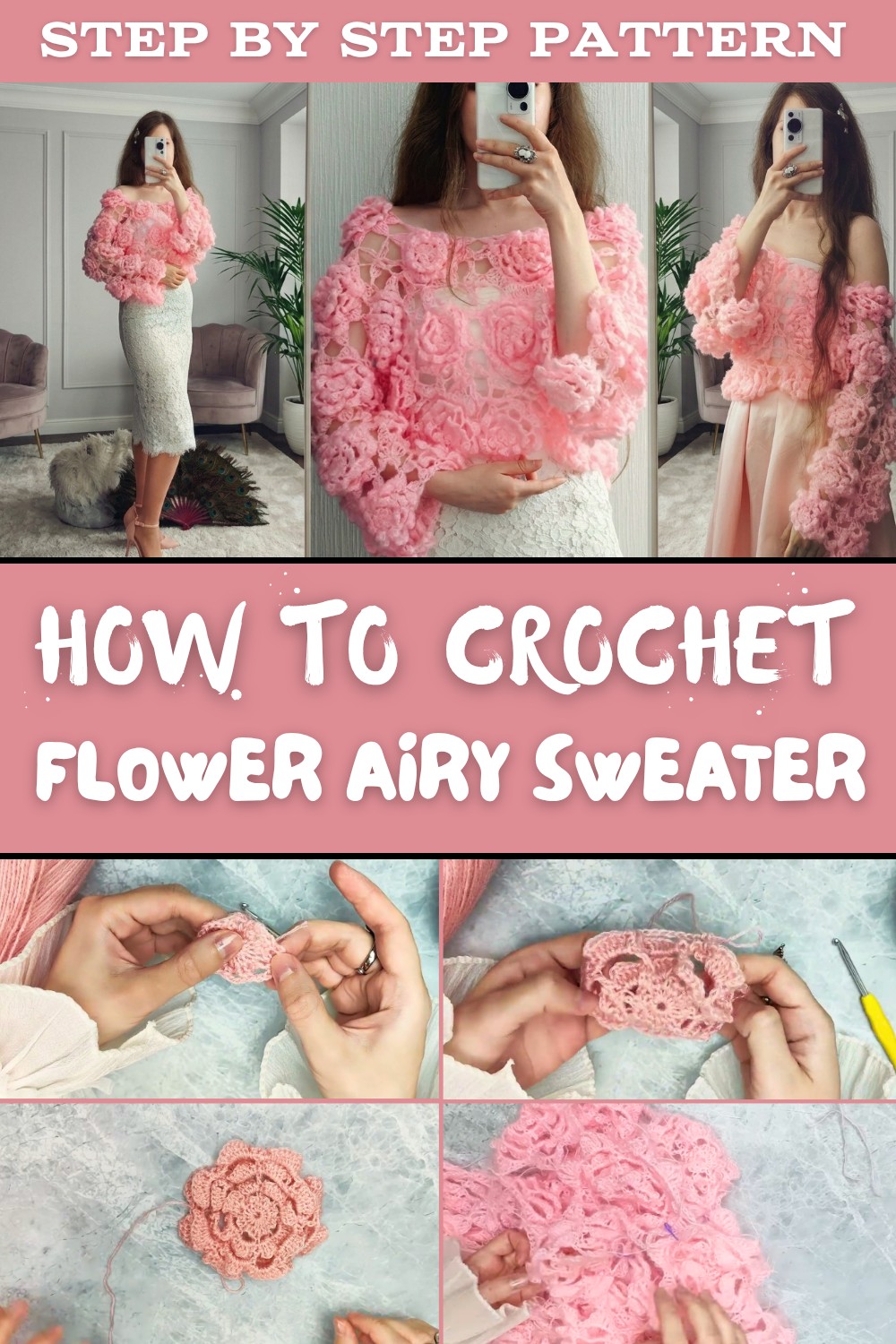 Crochet Flower Airy Sweater Tutorial