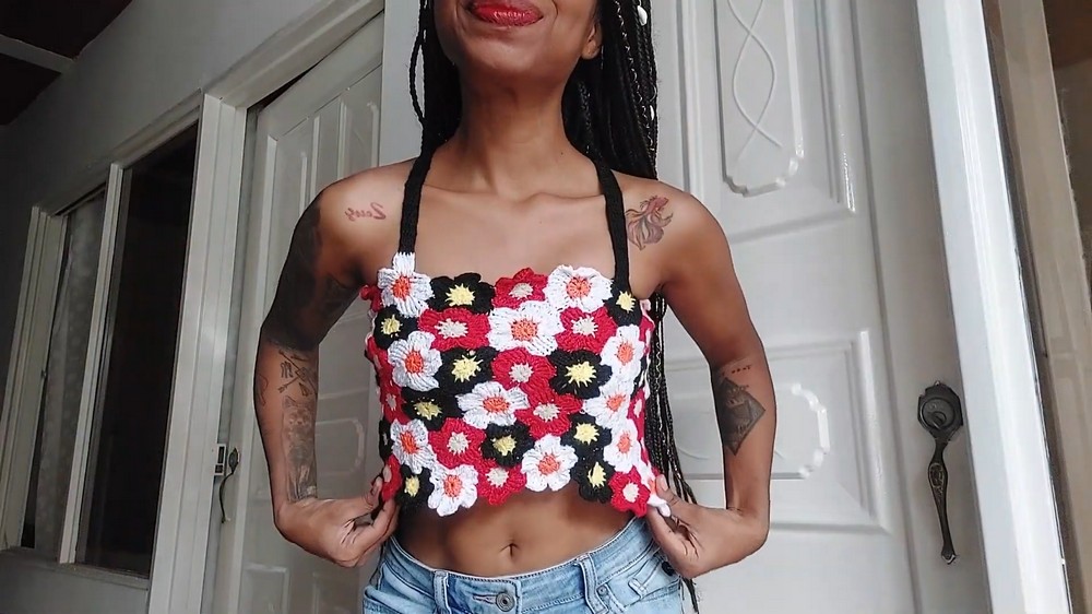 Crochet Flower Crop Top Tutorial 13