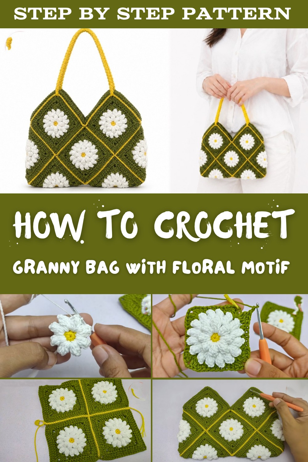 Crochet Granny Bag Tutorial With Floral Motif