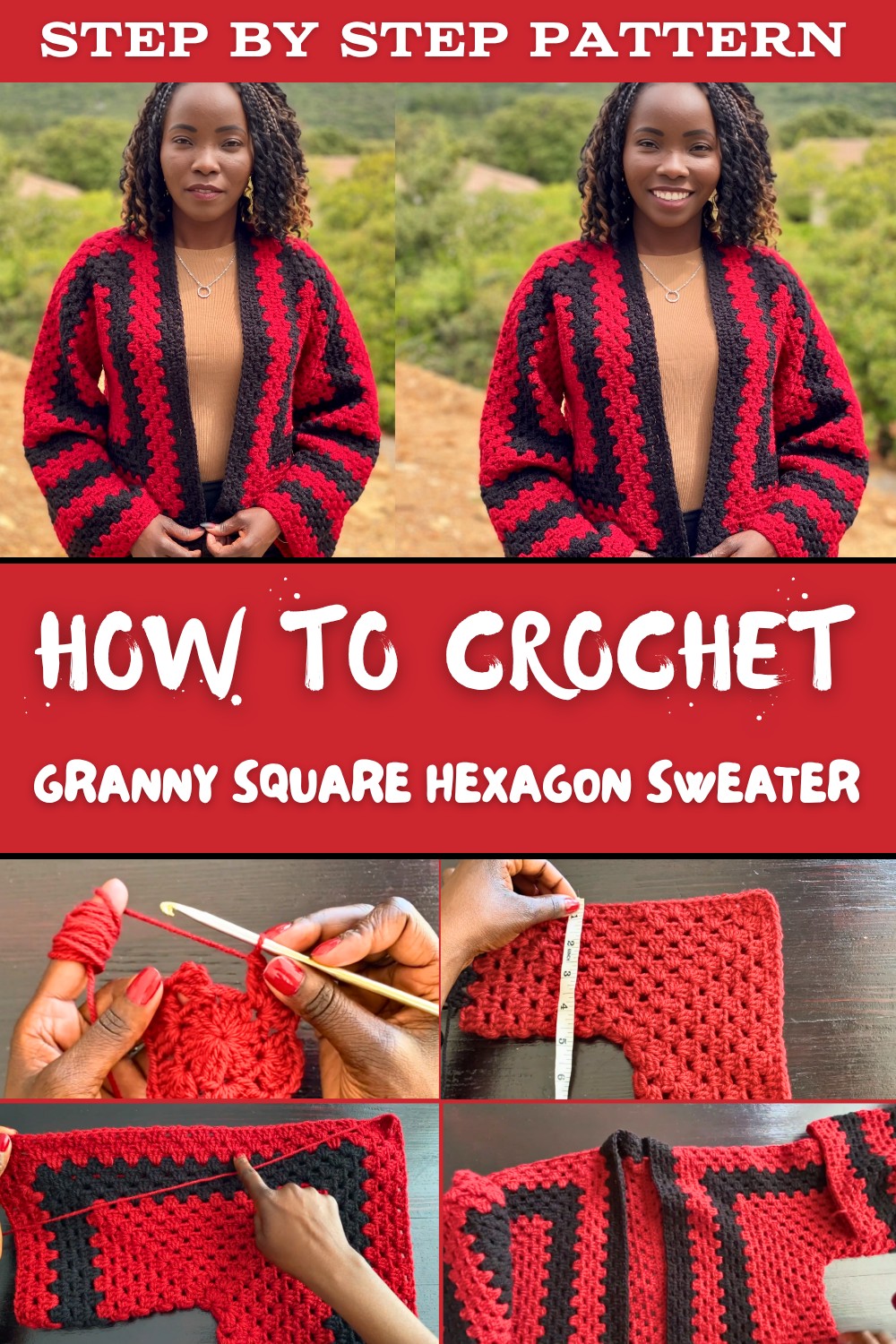 Crochet Granny Square Hexagon Sweater