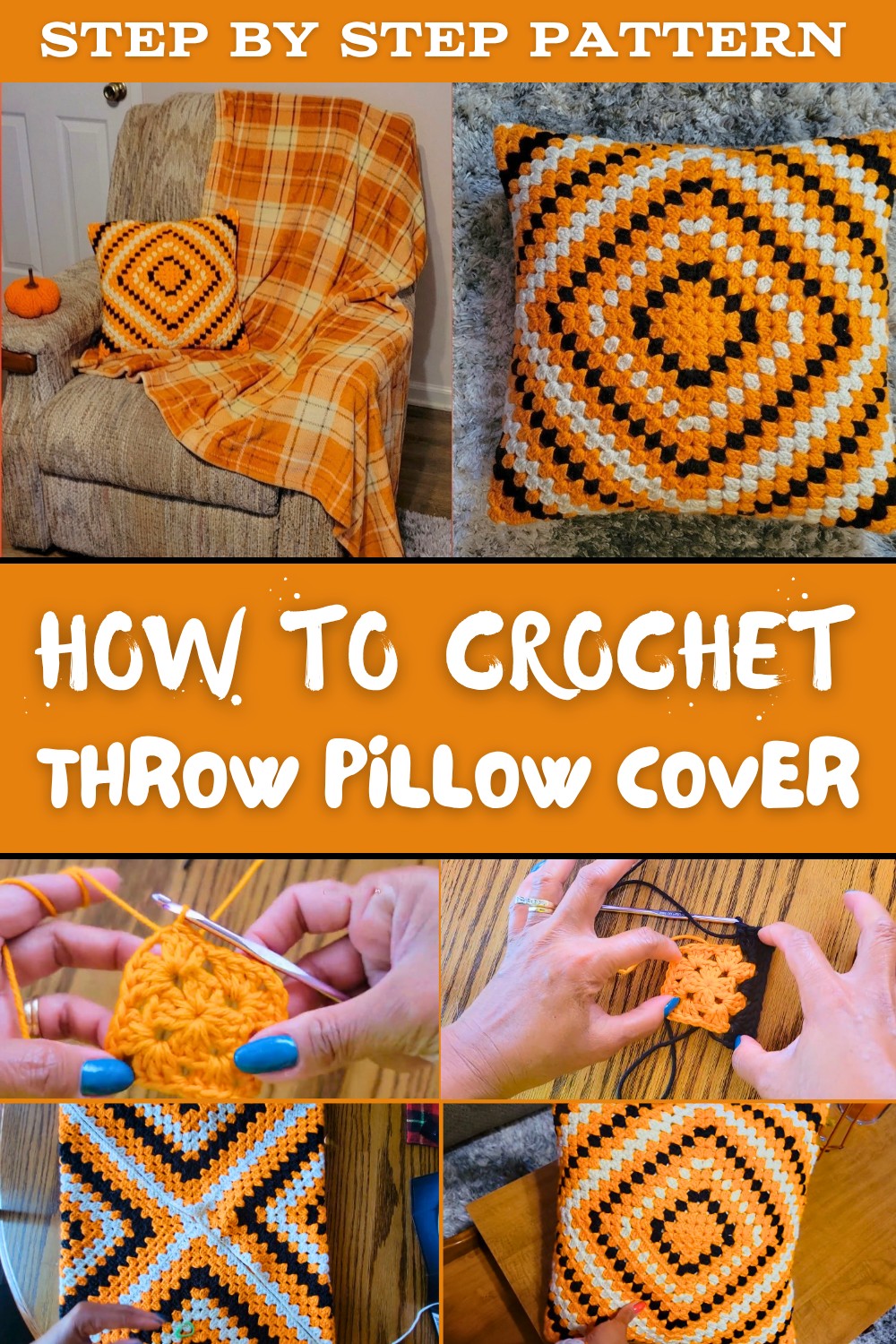 Crochet Granny Square Throw Pillow Cover Pattern