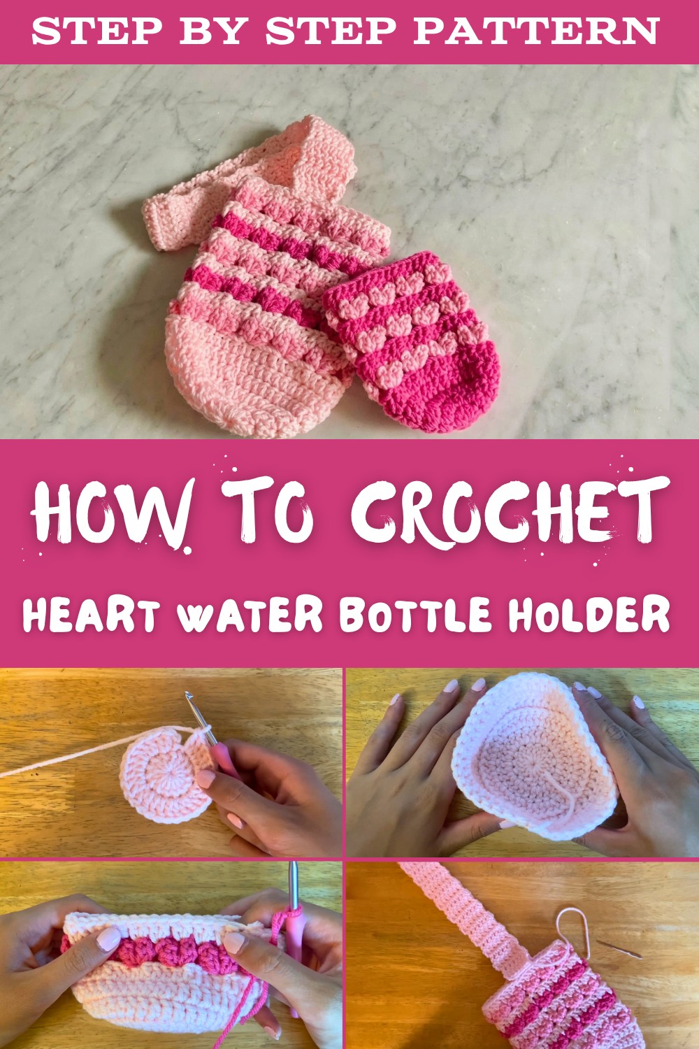 Crochet Heart Water Bottle Holder Pattern