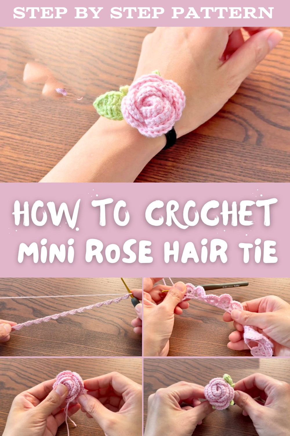 Crochet Mini Rose Hair Tie Pattern